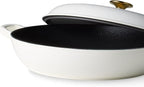 CAROTE 3.4QT Enameled Cast Iron Braiser Pan, Shallow Dutch Oven Casserole - Image 3