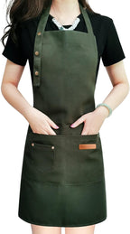 Apron for Men Women with Adjustable Straps and Large Pockets, Canvas Cotton by LOYGLIF