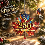 USA 250th Anniversary Ornament - Patriotic Maple Leaf Ornament 1776-2026 - America 250 Christmas Decor - Historic Keepsake - Gift for Patriots - Image 3
