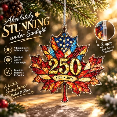 USA 250th Anniversary Ornament - Patriotic Maple Leaf Ornament 1776-2026 - America 250 Christmas Decor - Historic Keepsake - Gift for Patriots - Image 3