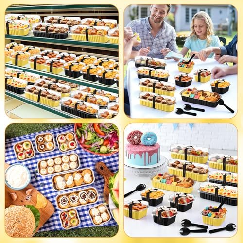 LemonRoad 240 Sets Black, Gold Mini Loaf Pan with Lids and Spoons - Image 5