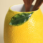 Lemon Shaped Ceramic Kitchen Utensil Holder, Large Cooking Utensil Crocks - Image 7