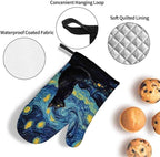 LOKMU Oven Mitts and Pot Holders Set of 3, Starry Night and Black Cat Heat - Image 4