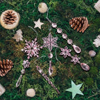 Crystal Christmas Tree Ornaments, Pink Acrylic Snowflake & Icicle, 18pcs - Image 2