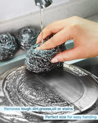 12Pcs Steel Wool Scrubber Pads for Cleaning Dishes, Sinks - Image 8