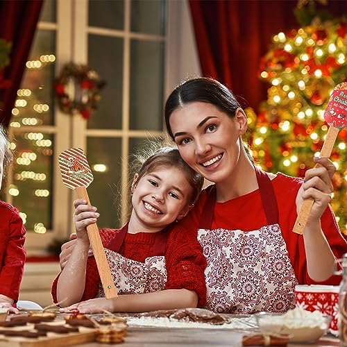 Patelai 6 Pieces Christmas Silicone Spatula Set Wooden Handle,Chic Style - Image 5