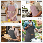 NLUS 2 Pack Kitchen Cooking Aprons, Adjustable Bib Soft Chef Apron - Image 7