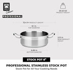 BRA COOKWARE Profesional 18/10 Stainless Steel Stock Pot w/Glass Lid | 8 Inch - Image 3