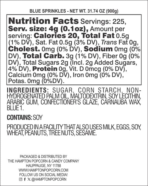 Blue Sprinkles Jimmies 1.98 Pounds Container, Blue Sprinkles For Cupcakes, Cake Sprinkles, Sprinkles For Baking, Ice Cream & More, The Hampton Candy Company - Image 2