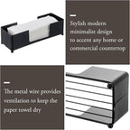 MyGift Modern Matte Black Metal Tabletop Folded Paper Hand Towel Holder - Image 2