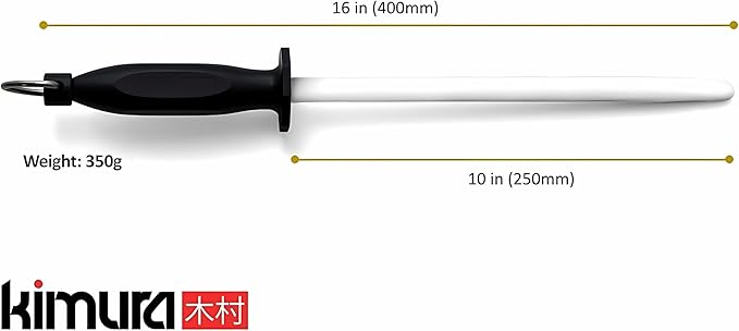 Kimura Professional Ceramic Honing Rod, 10 inch Honing Steel, Ceramic Knife - Image 3