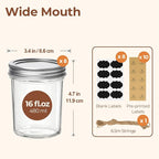 ComSaf Wide Mouth Mason Jars 16oz - Image 2