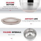 Rottay Mixing Bowls Set with Airtight Lids: 20PCS Stainless Steel Nesting Bowls - Image 2