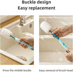 Bottle Brush Long Handle Cup Cleaner Brush Sponge Bottle Scrubber Detachable - Image 5