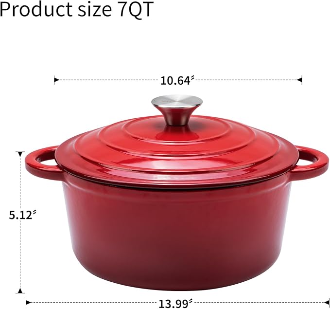 Enameled Cast Iron Dutch Oven - 7QT Pot - Image 3