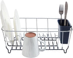 Dish Drying Rack & Cutlery Holder 2 Piece Set Compact Sink-Fitting Dish Drainer - Image 3