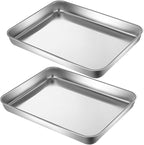 Small Cookie Baking Sheet Pans Stainless Steel 304 Tiny Serving Tray 12.4 x9.6 by YourReliableKitchenPartner