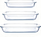 High Borosilicate Glass Baking Tray 3-Piece Set, 2.3 Quarts+1.6 Quarts+1.0 by Unknown