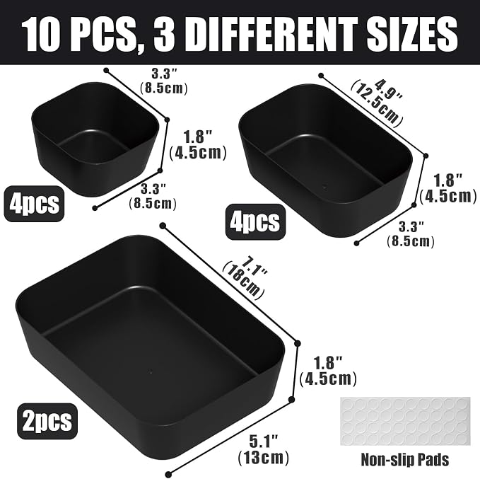 Plastic Drawer Organizers, Bathroom and Vanity Organizer Plastic Tray, Makeup - Image 2
