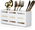 Ayiaren Wood Flatware Silverware Caddy White Cutlery Holder Kitchen Utensils by Ayiaren