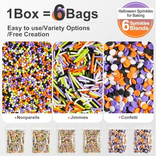 Halloween Sprinkles for Baking, Halloween Jimmies Nonpareils Confetti, 180g - Image 3