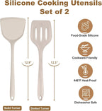 TeamFar Silicone Spatulas, Solid & Slotted Cooking Turner - Image 2