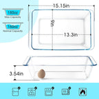 NUTRIUPS 5.7QT Rectangular Deep Glass Baking Dish, Large Glass Baking Pan - Image 2