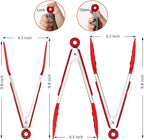 9 Inch Small Kitchen Tongs Set of 3, Silicone Cooking Tongs - Image 2