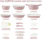23Pcs Ceramic Cookware Set Non Stick Pots and Pans Set Non Toxic - Image 2