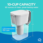 HOMEWATER 10-Cup Pitcher Filter – BPA-Free, High-Capacity 2.4L Pitcher - Image 5