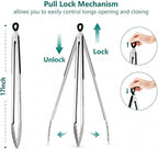 Grill Tongs, 17 Inch Extra Long BBQ Tongs, Premium Stainless Steel Metal Tongs - Image 4