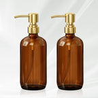 AmazerBath Amber Glass Soap Dispenser, 2 Pack Vintage Brown Bottle - Image 9