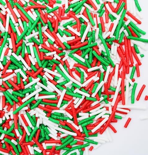 CHRISTMAS Sprinkles Green, Red & White BULK Jimmies 1 Pound Bag - Holiday Edible Cake Cupcakes Dessert & Ice Cream Topping - Image 2