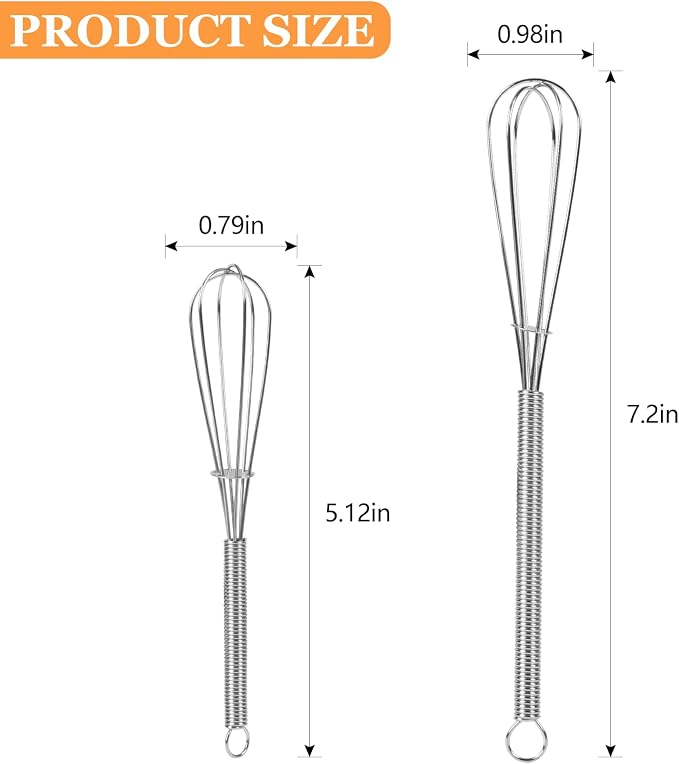 NileHome Mini Whisks Stainless Steel Whisk Set 5" 7" Kitchen Small Wisk Balloon - Image 2
