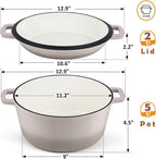 TeamFar 5 Quart Dutch Oven, 2 In 1 Enameled Cast Iron Dutch Oven Pot Cookware - Image 2