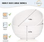 Wrova Wheat Straw Bowls Set 60 OZ, Unbreakable Large White Bowls Set of 6 - Image 2