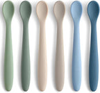 6 Piece Silicone Baby Feeding Spoons, First Stage Infant Soft-Tip Easy on Gums by NETANY