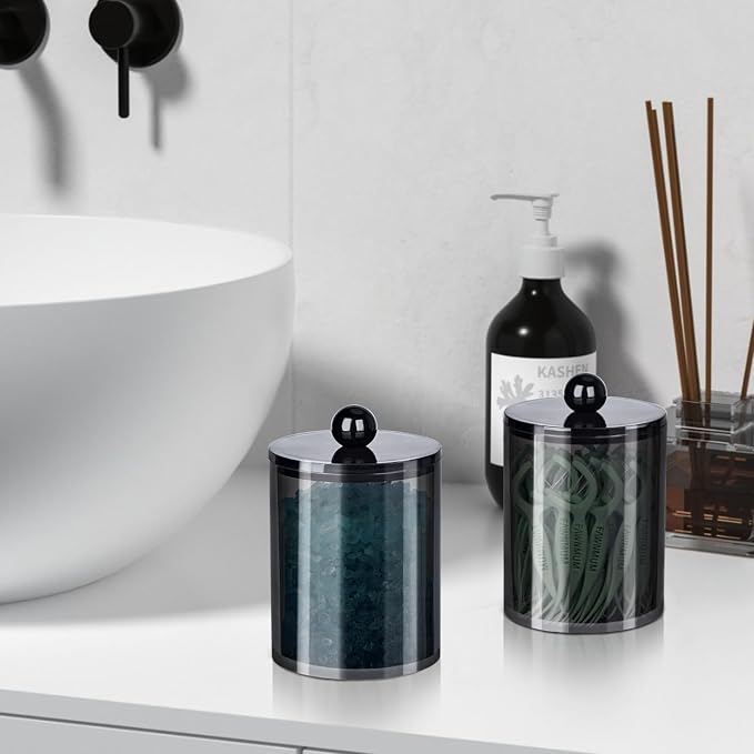XIPENGKEJI 6 Pack Qtip Holder, Canister Apothecary Jar Set, Bathroom Jars - Image 6