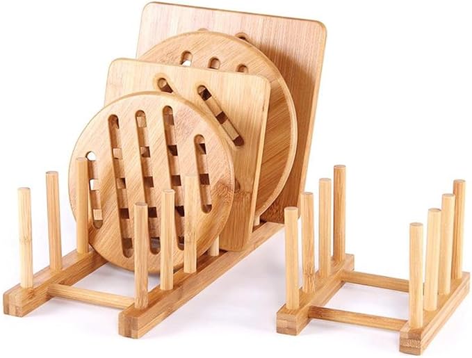 YWSHF Bamboo Wooden Dish Rack Dishes Drainboard Drying Drainer Storage Holder - Image 5