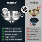 Walfos 5.5 Inch and 4 inch Stainless Steel Wide-Mouth Funnel - Image 3
