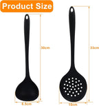 Jiozermi Silicone Soup Ladle and Slotted Spoon Set of 2, Heat Resistant Utensils - Image 2