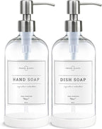 Vine Creations Clear Glass Soap Dispenser, 2 Pack Kitchen Soap Dispenser Set by VineCreations