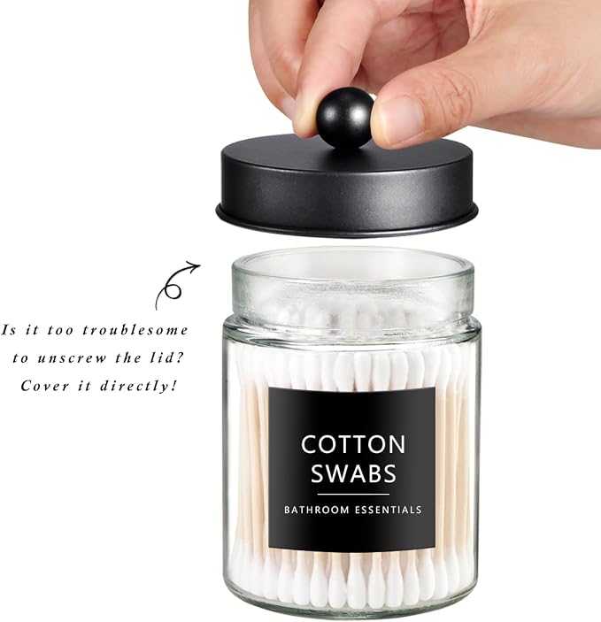 SheeChung 3-Pack Black Glass Apothecary Jars - Image 2