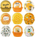 SANNIX 450pcs Yellow Cupcake Liners - 9 Bee Designs for Parties & Celebrations by SANNIX