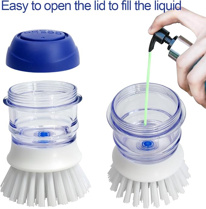 CELOX 2 Pack Dish Brush with Soap Dispenser Soap Dispensing Palm Brush - Image 4