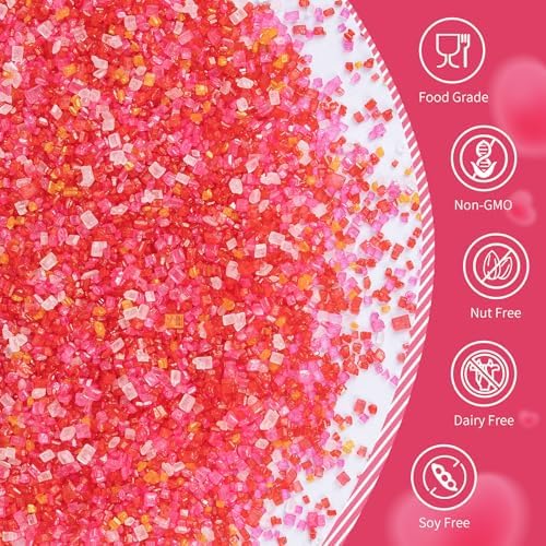 Edible Sanding Sugar Sprinkles for Cake Decorating,Gold Red Pink White Mix - Image 4