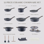 22Pcs Pots and Pans Set Non Stick Non-Toxic Ceramic Cookware Sets Nonstick - Image 2