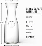 Set of 6 Glass Carafe with Lid, 1 Liter Beverage Serveware Carafe, Cold Water - Image 2