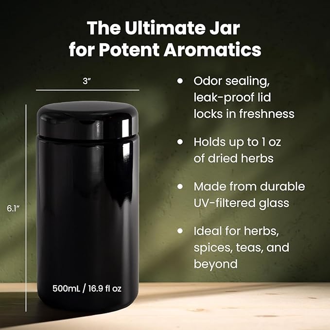 Infinity Jars 500ml Airtight UV Glass Jars Odor Blocking, Antistatic, Light - Image 2