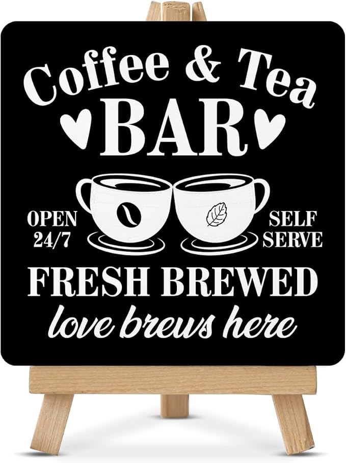 Coffee Bar Decor, Tea Station, Coffee and Tea Bar Wood Sign by Unknown
